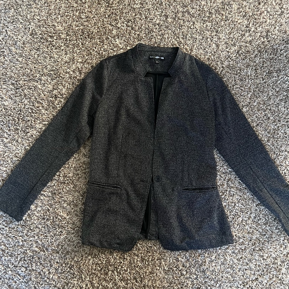 Women's Charcoal Gray Open-Front Blazer Jacket